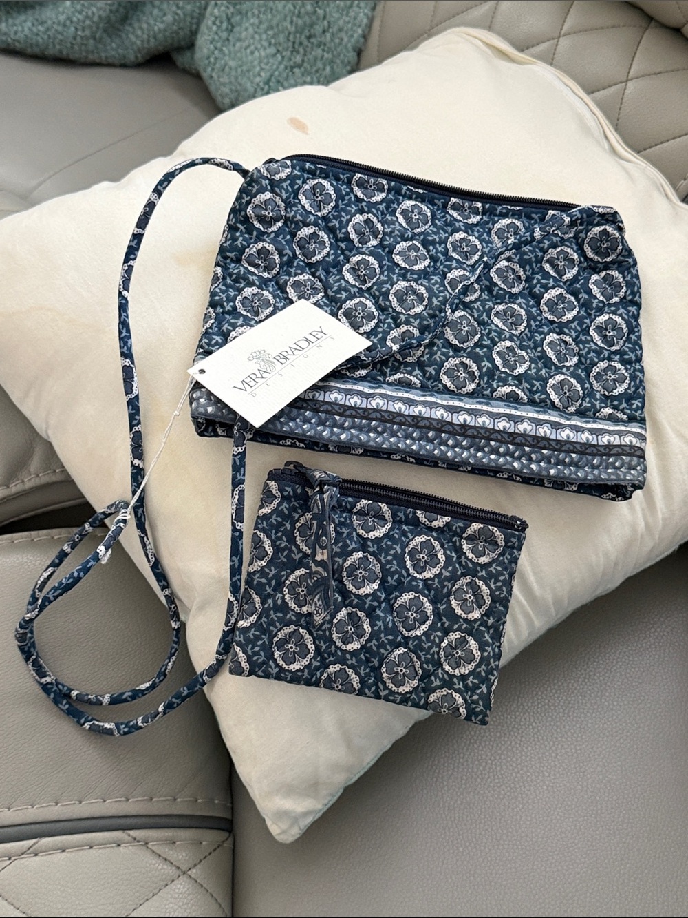 Vera Bradley Blue Quilted Crossbody with Coin Pouch